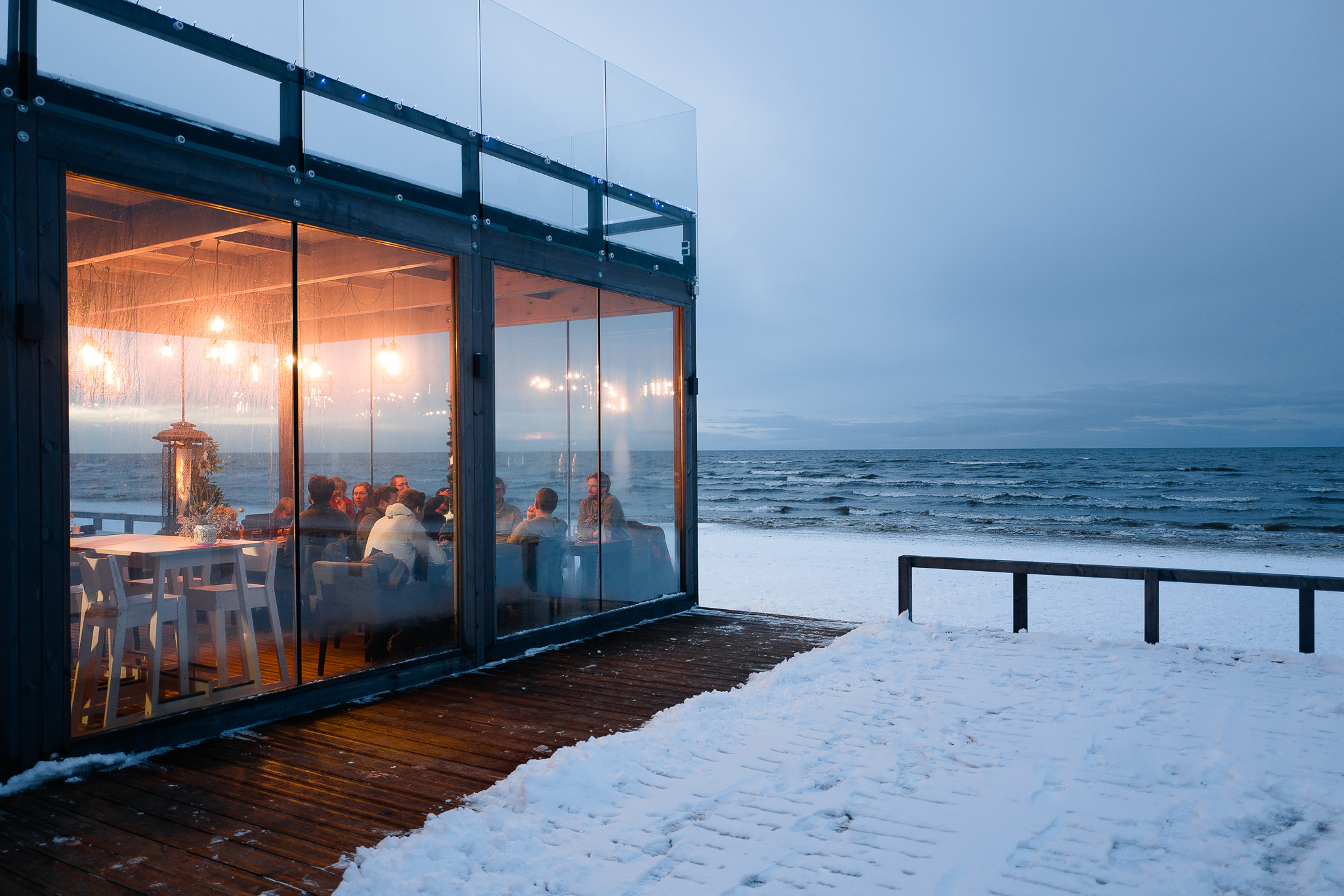 Cafe on the Baltic sea beach