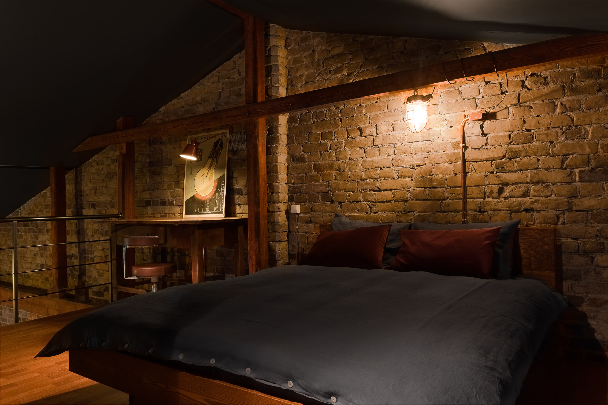 Bedroom picture in a trendy loft.