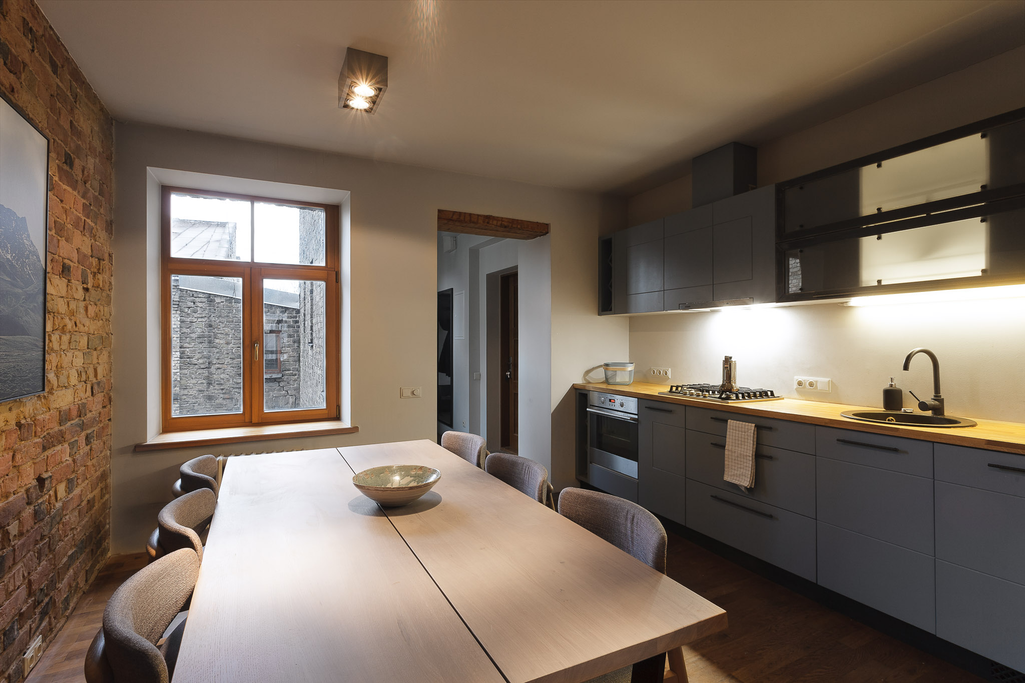 Kitchen picture for a Airbnb listing in Riga city.